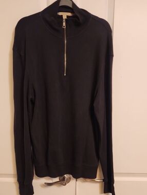 Burberry Men's Black Zip-Up Mock Neck Sweater